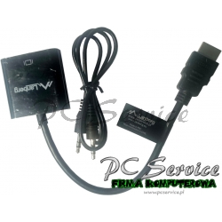 adapter HDMI - VGA (męski > żeński) + miniJack 3.5mm   (DZIAŁAJĄCY!)