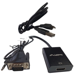 Adapter Lanberg AD-0021-BK (D-Sub (VGA), Mini Jack M - HDMI F; 0,20m; kolor czarny)