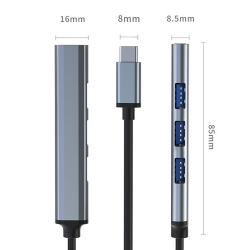 HUB ADAPTER USB-C 3.1 4W1 USB 3.0 3X USB 2.0 ALUMINIOWY QOLTEC