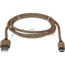 KABEL USB A (AM) - C 1m 2.1A 480Mbps PRO-series (złoty)