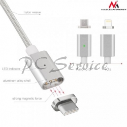 Magnetyczny kabel USB TYPE-C  SILVER MCE178